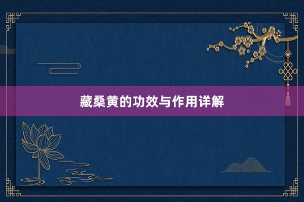 藏桑黄的功效与作用详解